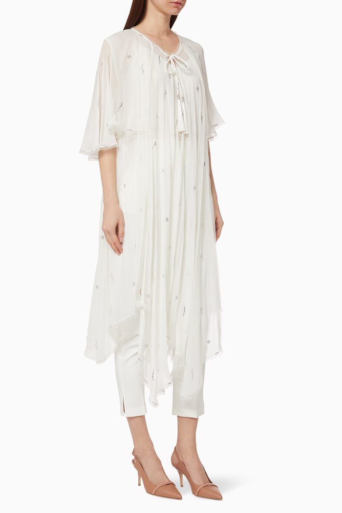 

Asymmetric Crystal Chiffon Blouse, White