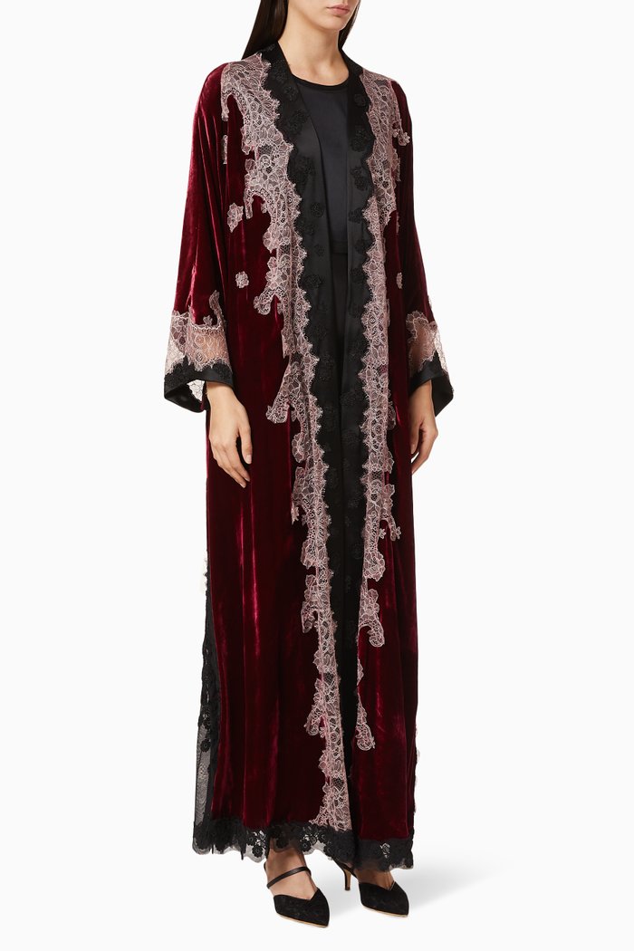 Italian Net Abaya, Red