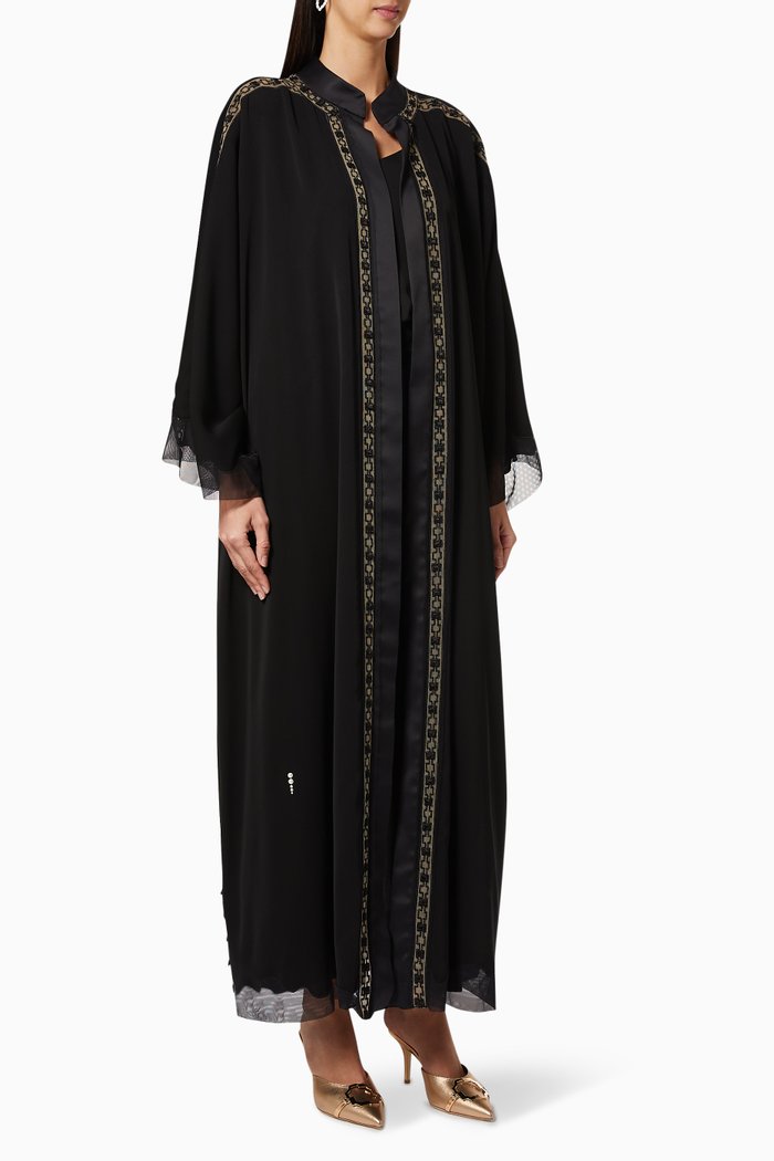 

Lace Satin Abaya, Black