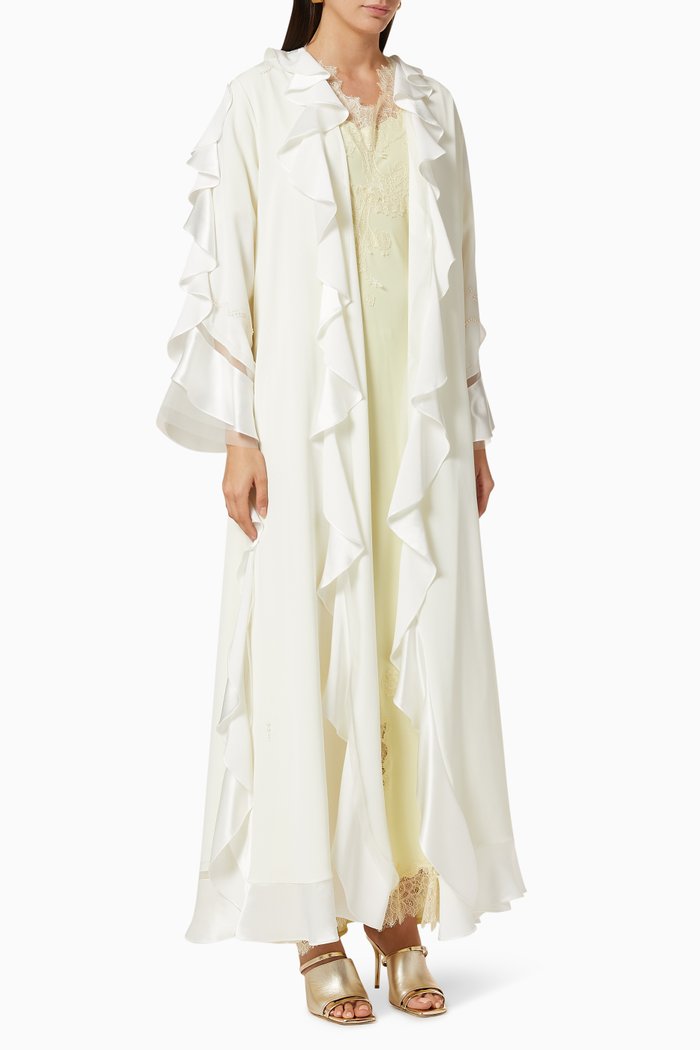 

Satin Net Abaya, White