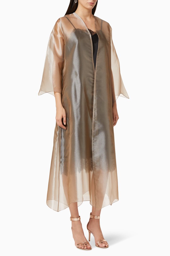 

Metallic Organza Abaya, Silver
