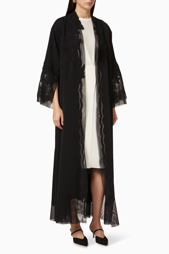 

Lace Net Abaya, Black