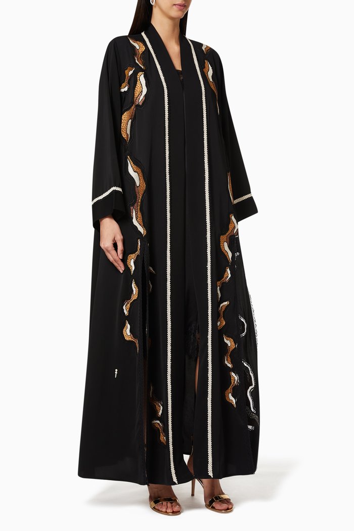 

Lace Embroidered Nada Abaya, Black