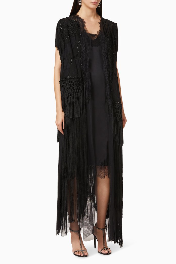 

Lace Crepe Abaya, Black