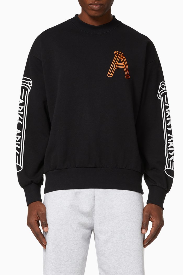 

Greek Column Cotton Sweatshirt, Black
