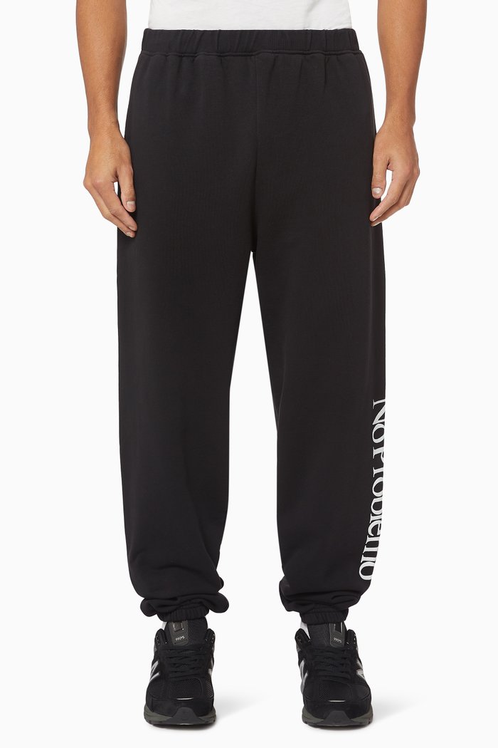 

"No Problemo" Oversized Cotton Sweatpants, Black