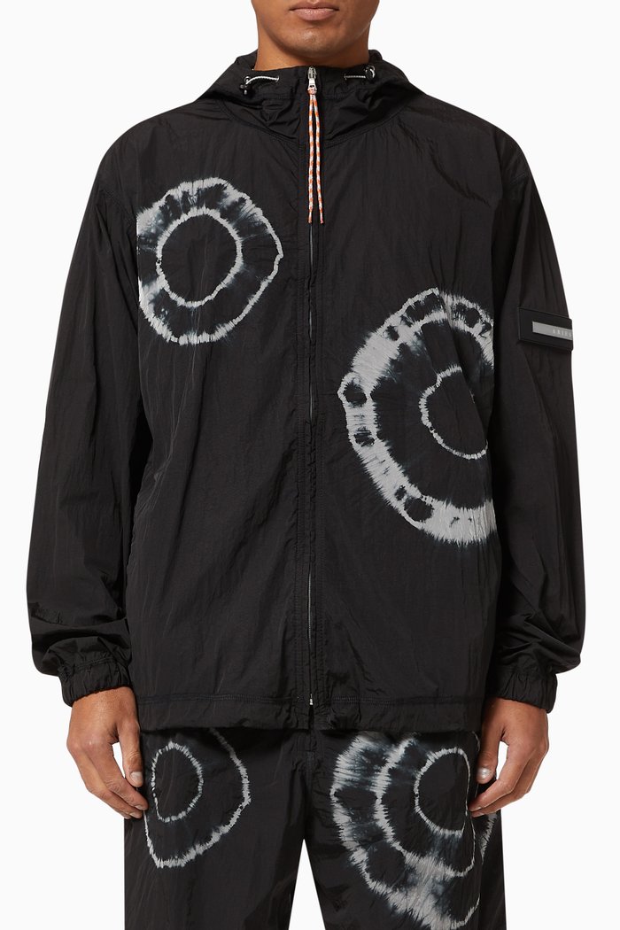 Tie-Dye Windcheater Jacket in Nylon, Black