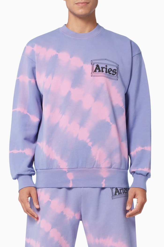 

Tie-Dye Temple Sweatshirt in Cotton, Purple