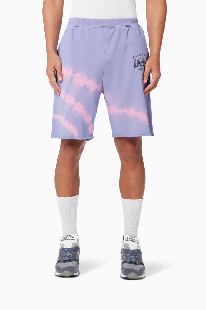 

Tie-Dye Temple Shorts in Cotton, Purple