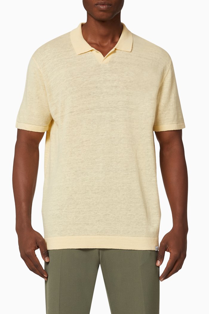 

Elba Cotton-Linen Polo Shirt, Yellow