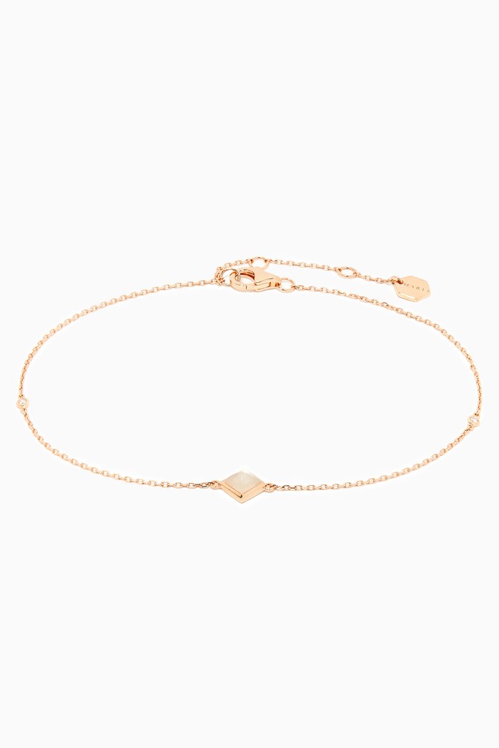 Cleo Pyramid Diamond Anklet with Moonstone in 18kt Rose Gold