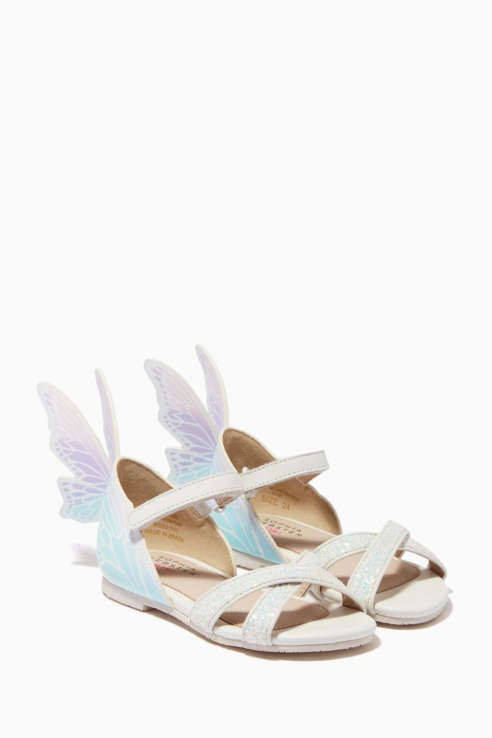

Talulah Mini Sandals in Glitter & Leather, White