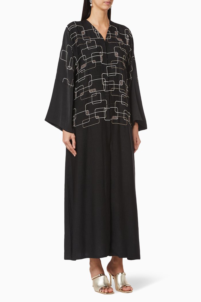 

Hand Embroidered Abaya, Black