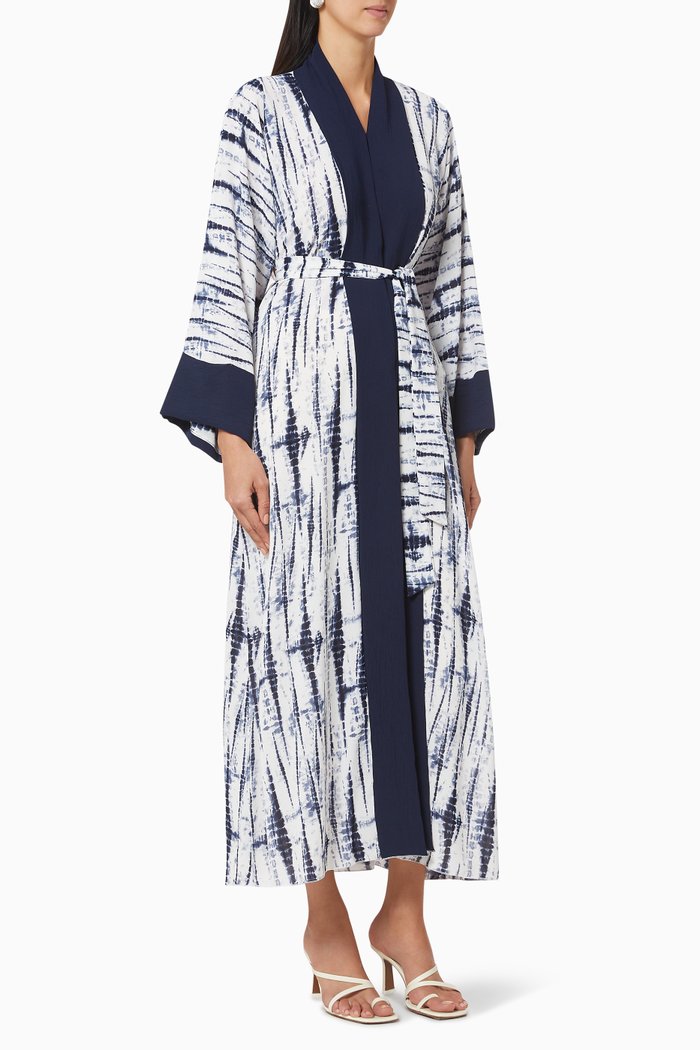 Printed Crepe Abaya, Blue