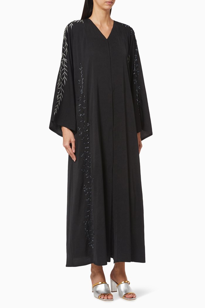 

Hand Embroidered Abaya, Black