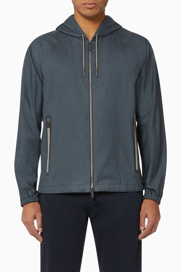 

Leggerissimo Wool & Silk Hooded Jacket, Green