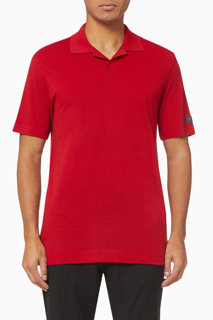 

TECHMERINO™ Wool Piquet Knit Polo, Blue