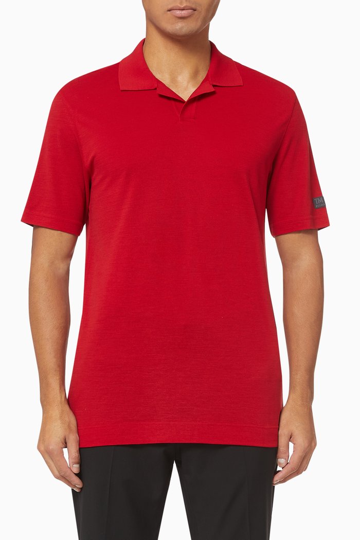 

TECHMERINO™ Wool Piquet Knit Polo, Brown