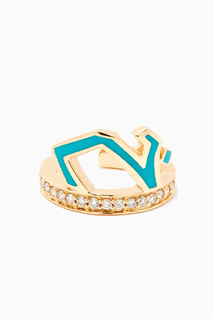Khatt "Khaa" Single Ear Cuff with Diamonds in 18kt Yellow Gold