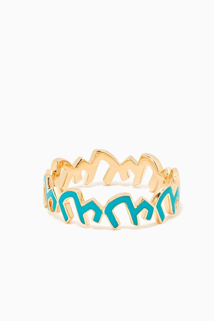 

Mina "Ein" Enamel Ring in 18kt Yellow Gold