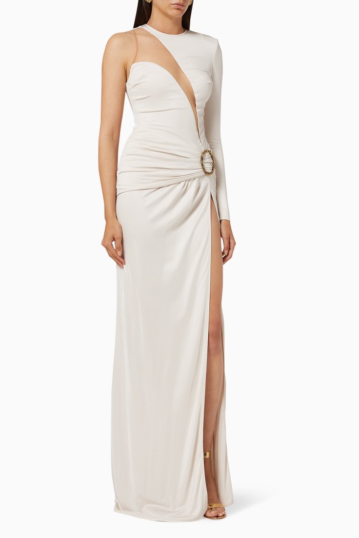 

Asymmetric Gown in Viscose Jersey, White