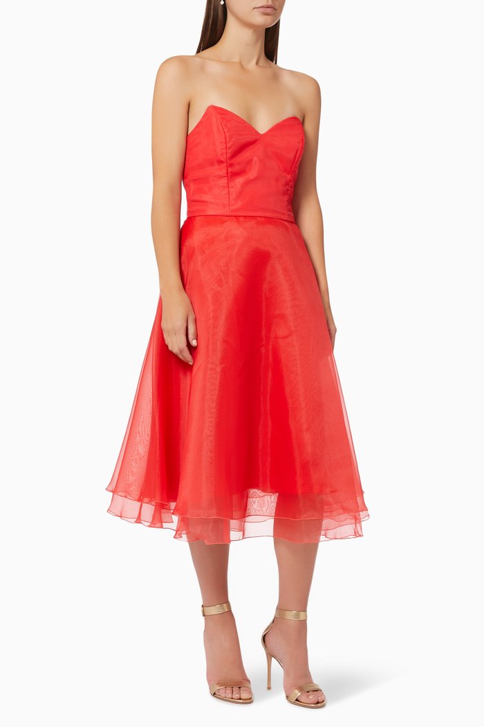 

Bustier Dress in Organza, Red
