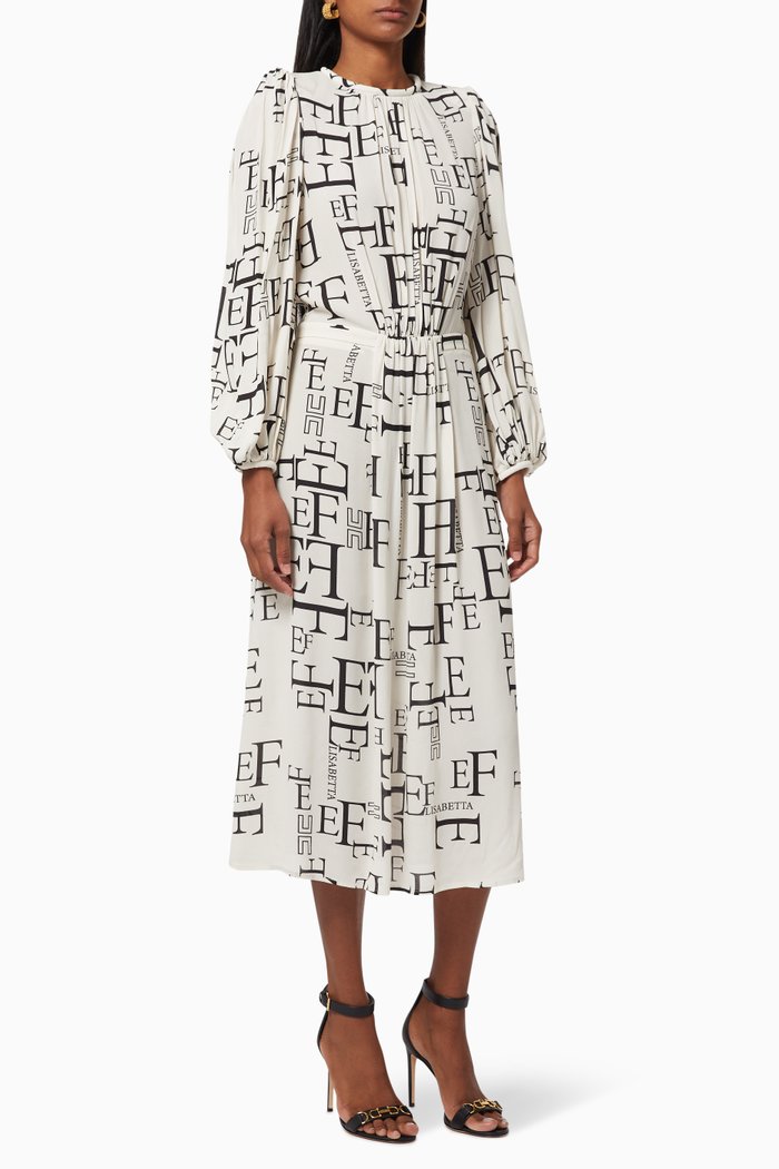 Logo Lettering Viscose Georgette Dress, Multicolour