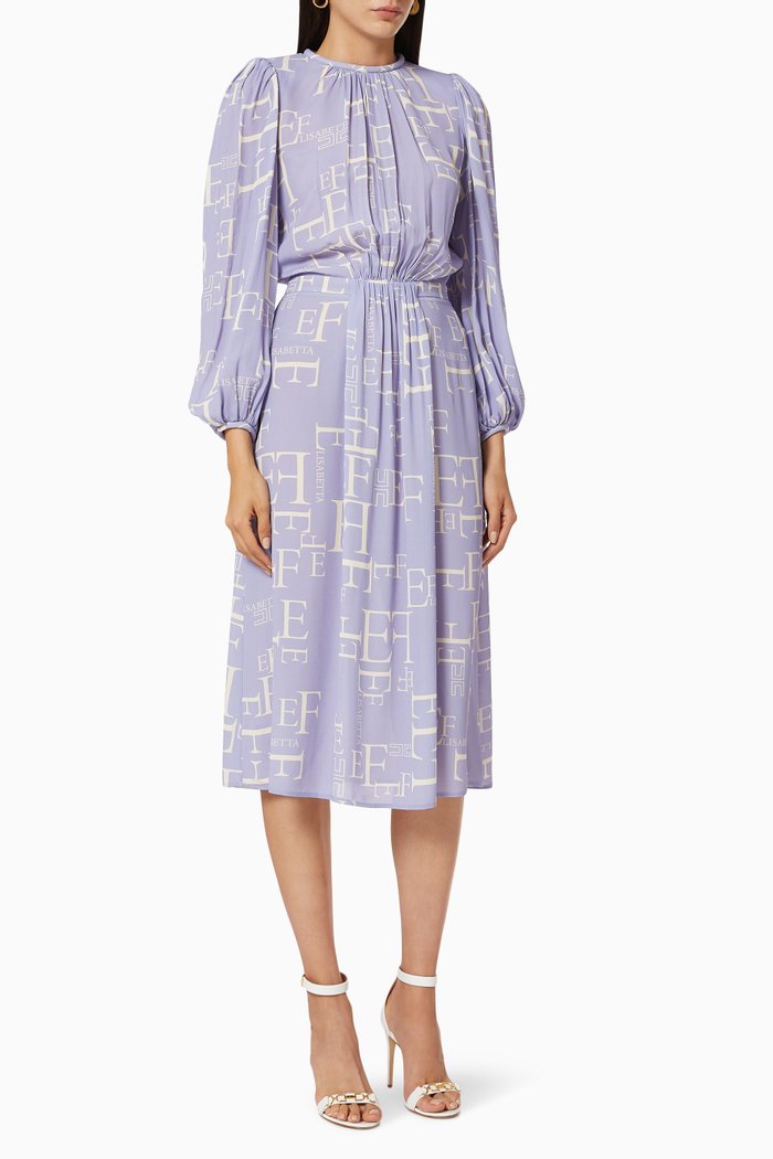 

Logo Lettering Viscose Georgette Dress, Purple