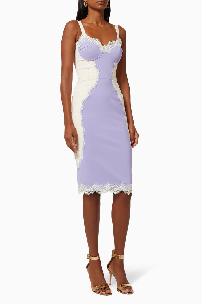 

Sheath Dress in Lace & Crêpe, Purple