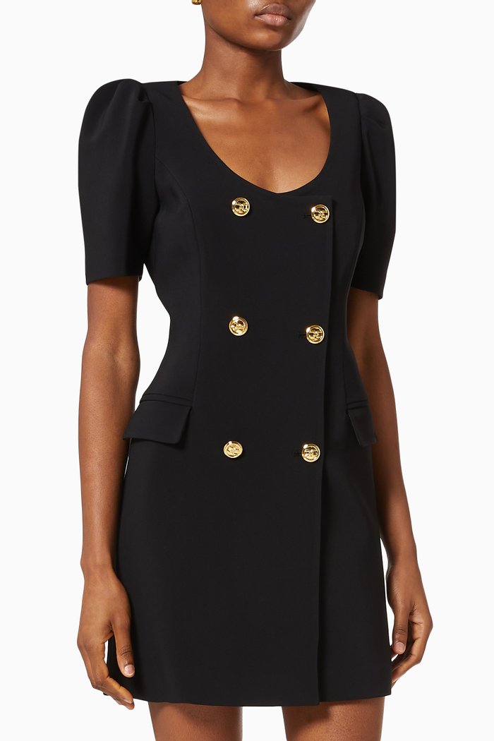 

Mini Coat Dress in Stretch Viscose, Black