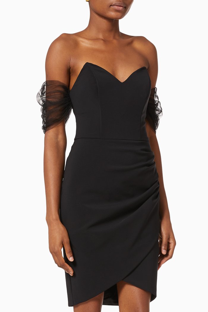 

Draped Dress with Tulle, Black