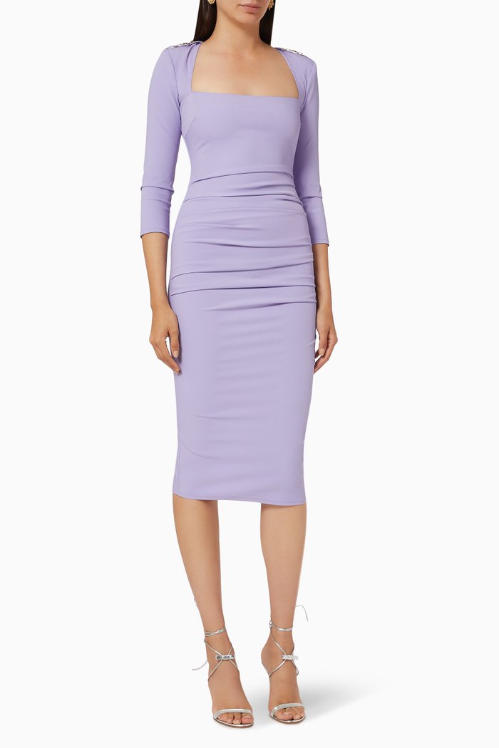 

Sheath Dress in Technical Fabric, Purple