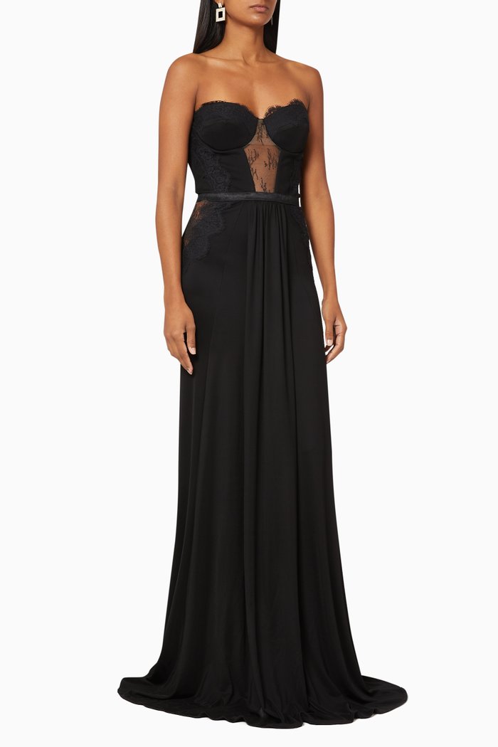 

Chantilly Lace Viscose Jersey Dress, Black