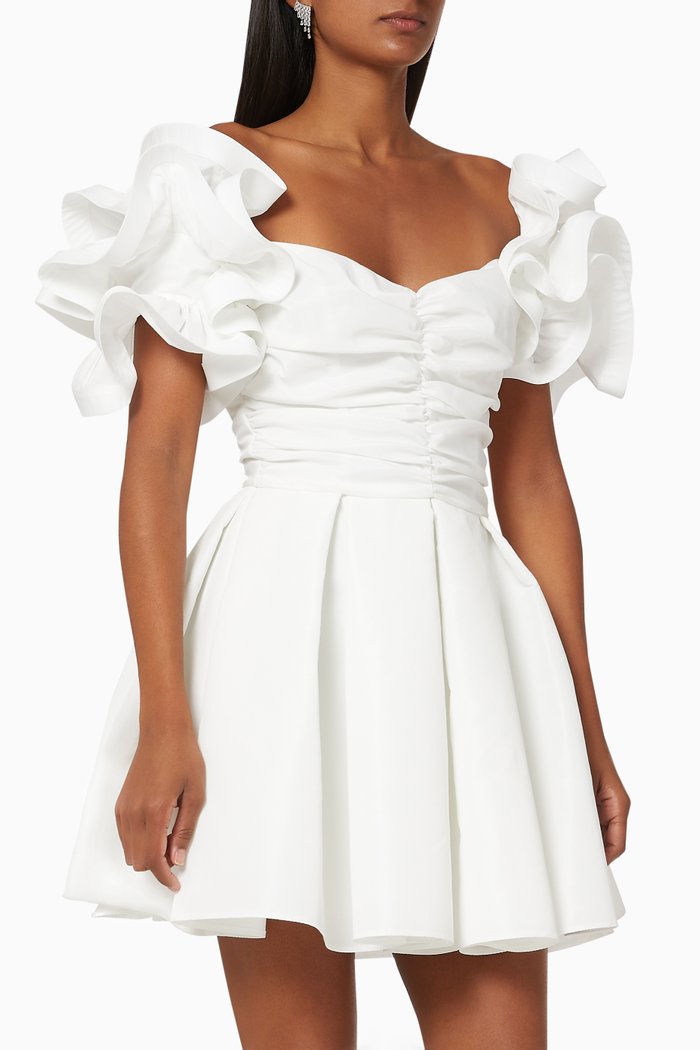 

Flounces Ottoman Mini Dress, White
