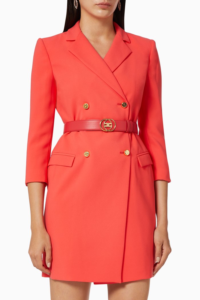 

Crêpe Coat Dress with Belt, Red