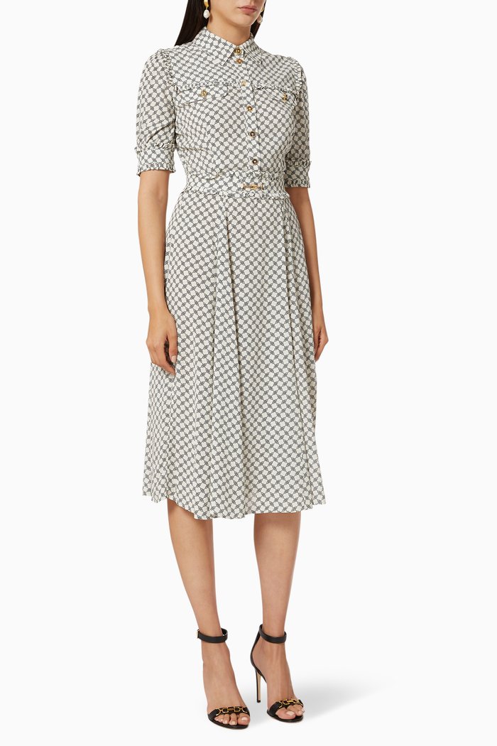 

Shirt Dress in Horse Bit Viscose Georgette, Multicolour