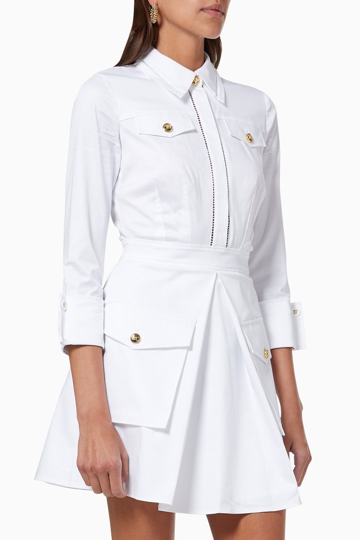 

Dress with Cut-out Logo in Stretch Fabric, Grey