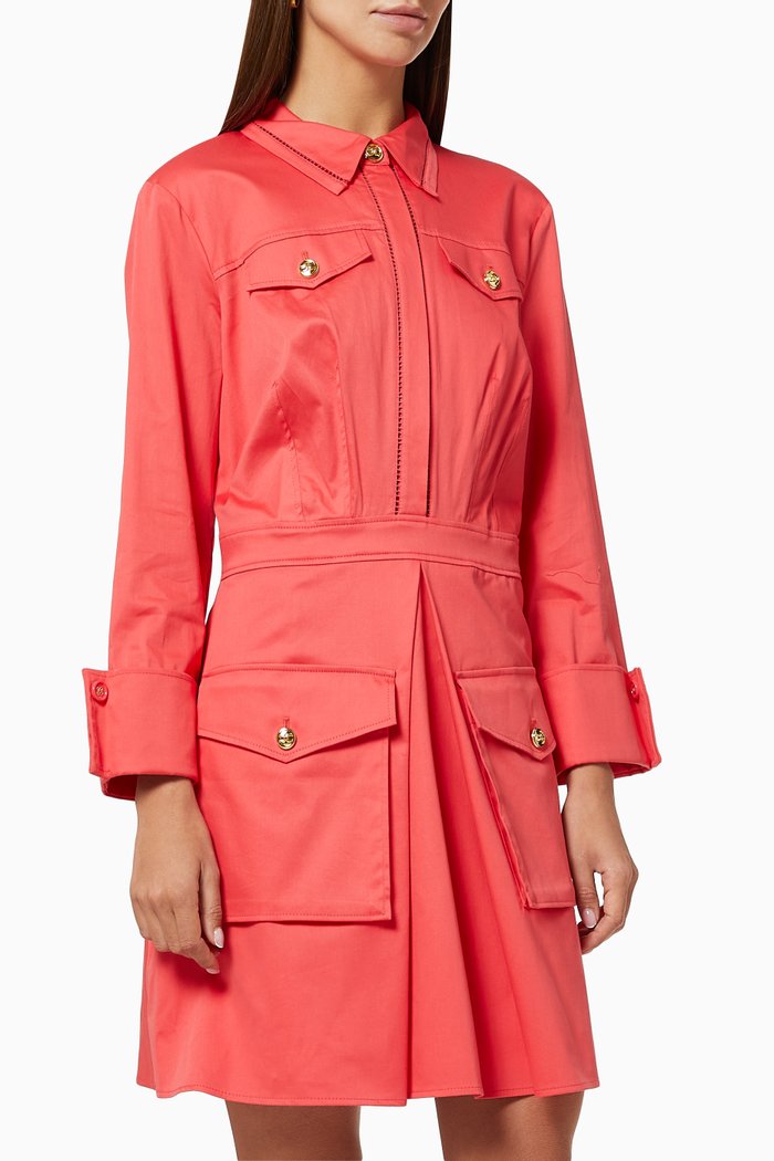 

Dress with Cut-out Logo in Stretch Fabric, Red