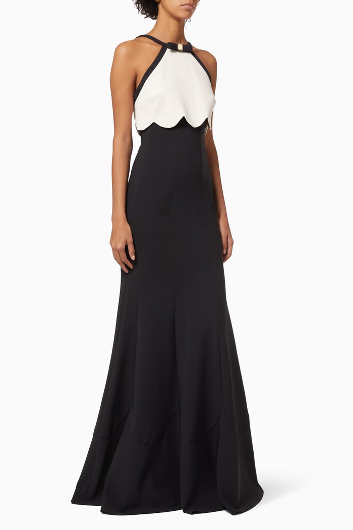 

Two Tone Mermaid Dress in Double Crepe, Multicolour