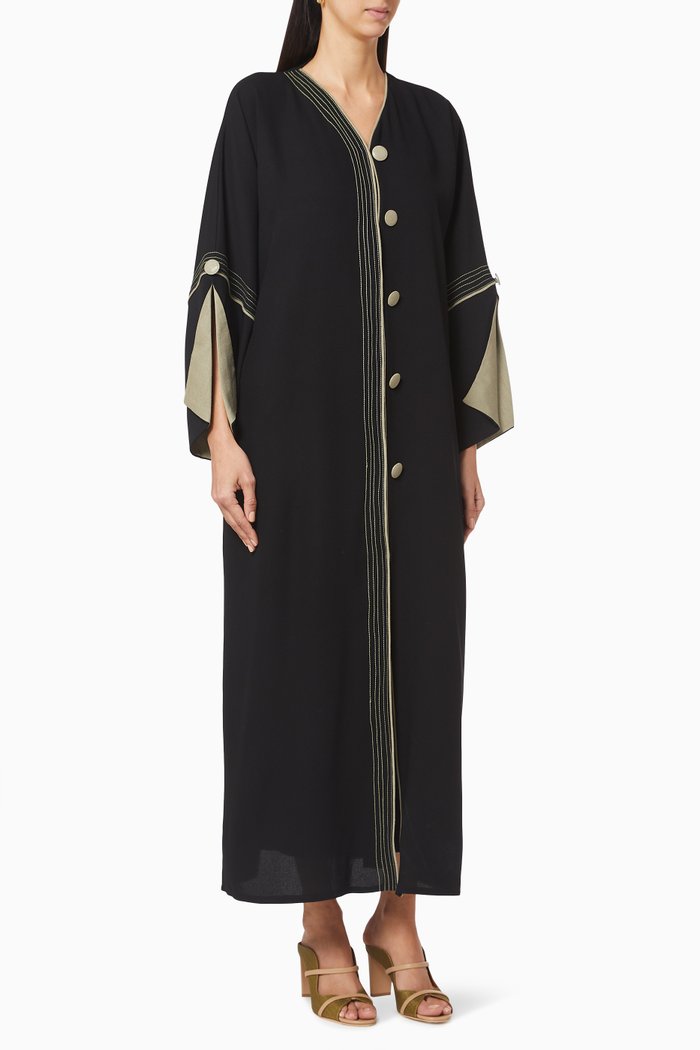

Hand Embroidered Abaya, Black