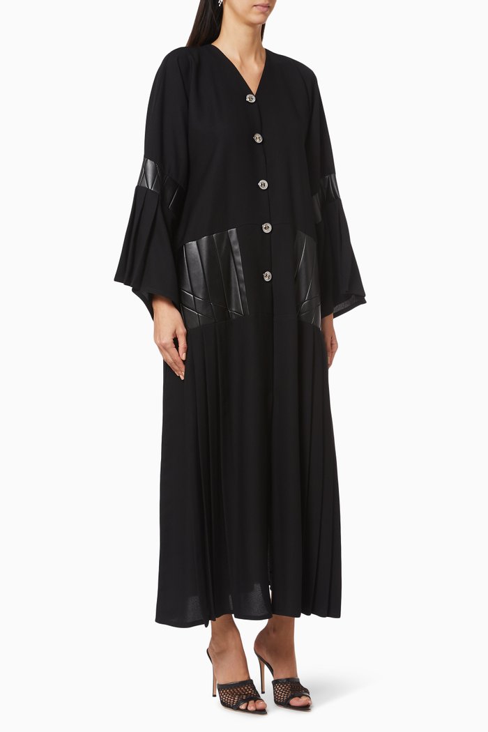 

Pleated Crepe Abaya, Black