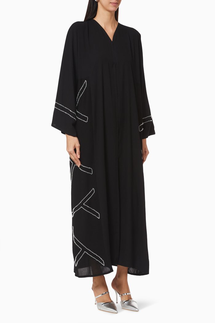 

Hand Embroidered Abaya, Black