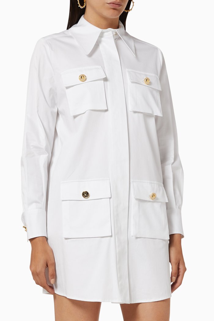 

Shirt Dress in Stretch Fabric, White