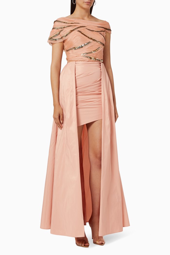 

Maxi Dress in Organza & Taffeta, Pink