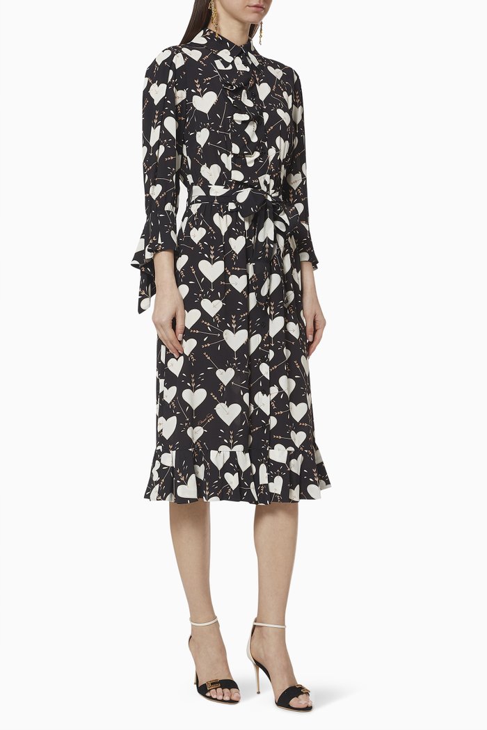 

Heart Viscose Shirt Dress, Black
