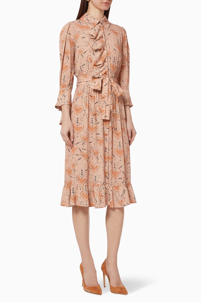 

Heart Viscose Shirt Dress, Pink