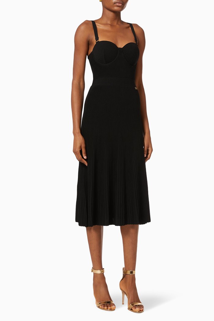 

Bustier Dress with Pleats, Black