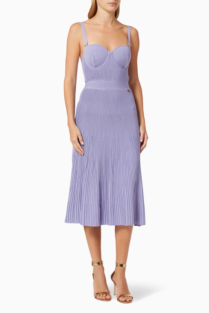 

Bustier Dress with Pleats, Purple