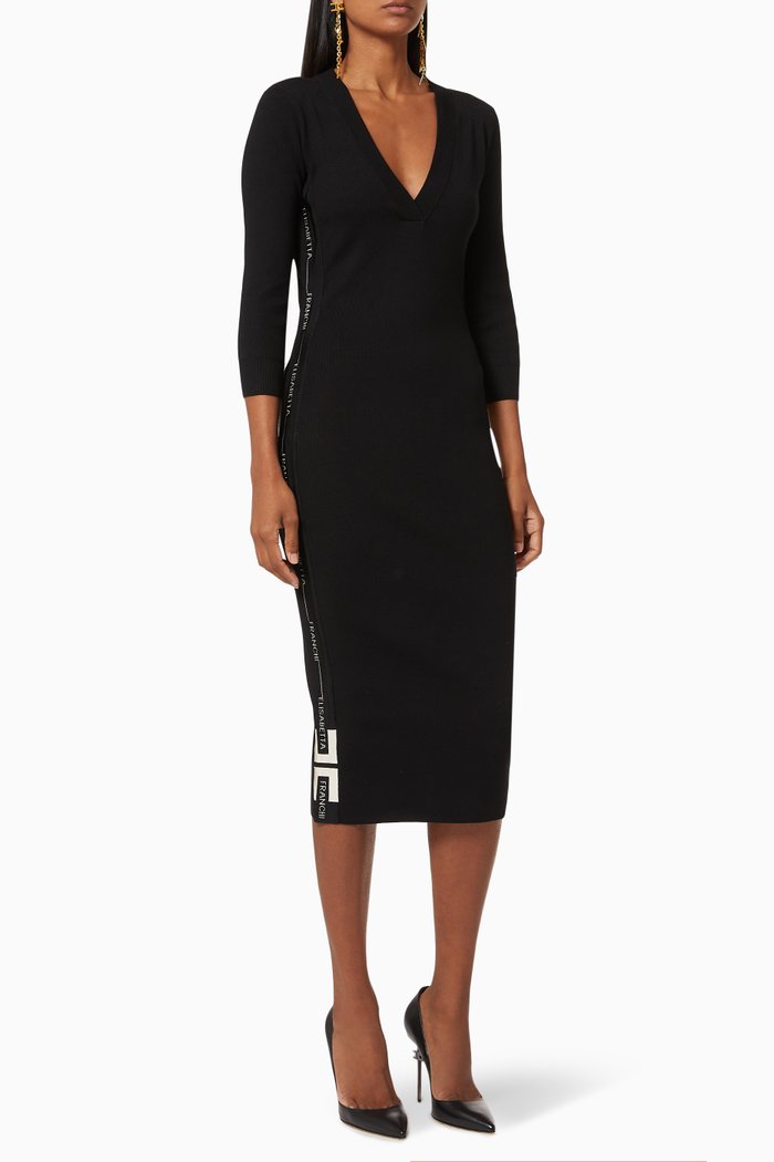 

Dress with Logo Intarsia in Viscose Knit, Multicolour