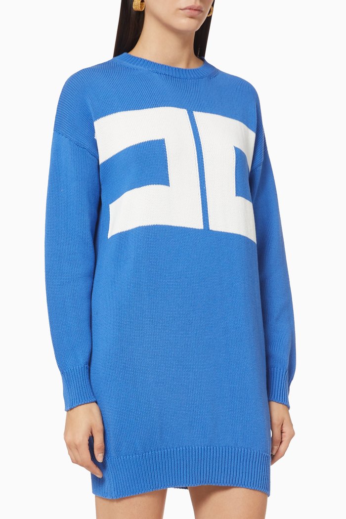 

Logo Cotton Knit Dress, Blue